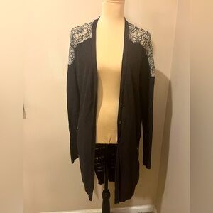 Free People Black Sweater Duster, size Large